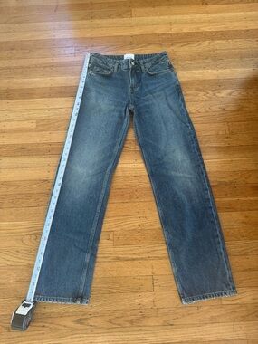 Reformation women’s low rise Charley Straight-Leg Washed Blue Jeans